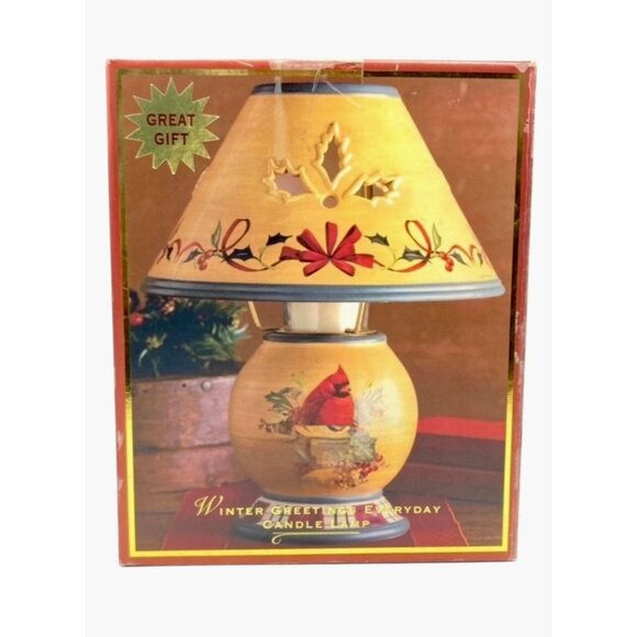 Lenox Winter Greetings Everyday Candle Lamp With Cardinal Design & Holly Accents - Picture 5 of 9